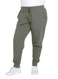 Plus-size ankle-length olive jogger pants with a relaxed silhouette.





