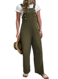 Olive straight-leg overalls with button straps
