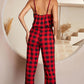 Plaid Lace Trim Spaghetti Strap Jumpsuit - Whimsical Appalachian Boutique