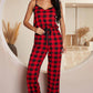 Plaid Lace Trim Spaghetti Strap Jumpsuit - Whimsical Appalachian Boutique