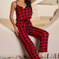 Plaid Lace Trim Spaghetti Strap Jumpsuit - Whimsical Appalachian Boutique