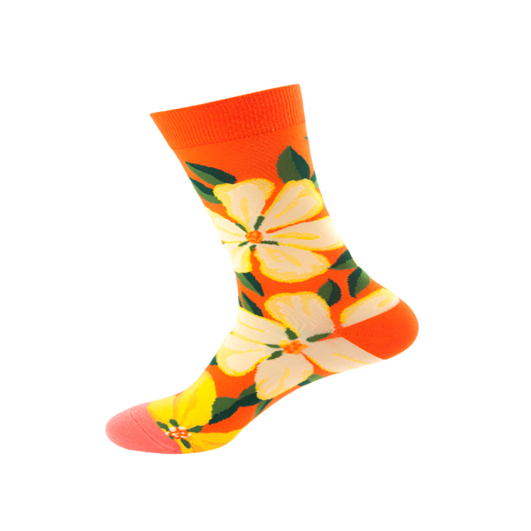 Orange Hibiscus Socks