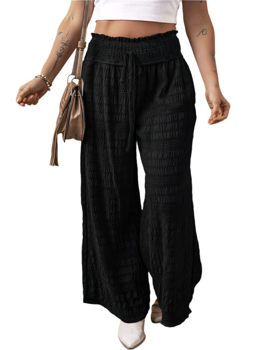 Tied High Waisted Smocked Wide Leg Pants - Whimsical Appalachian Boutique