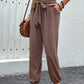 Boho Chic High Waist Drawstring Pants with Pockets