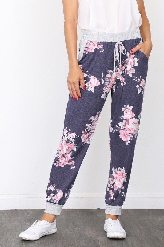 Plus Size Women’s Floral Sweatpants - Whimsical Appalachian Boutique