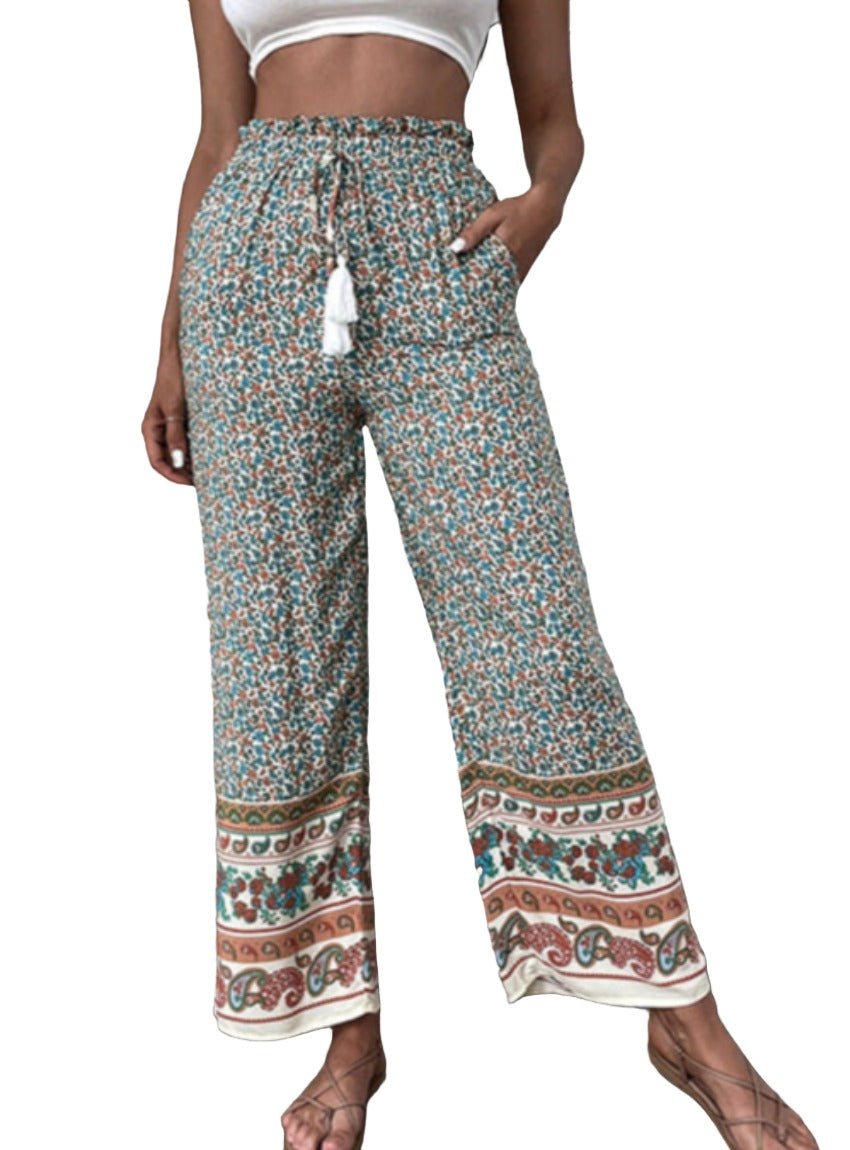 Bohemian Print Ethnic Wide Leg Pants