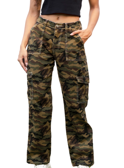 Camouflage Straight Leg Cargo Pants