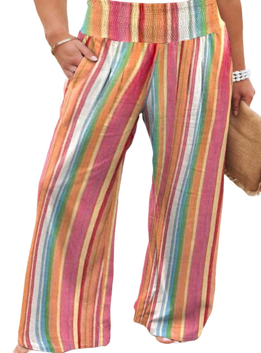 Plus Size Striped Wide Leg Pants - Whimsical Appalachian Boutique