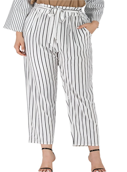 Striped Paperbag Waist Cropped Pants - Whimsical Appalachian Boutique