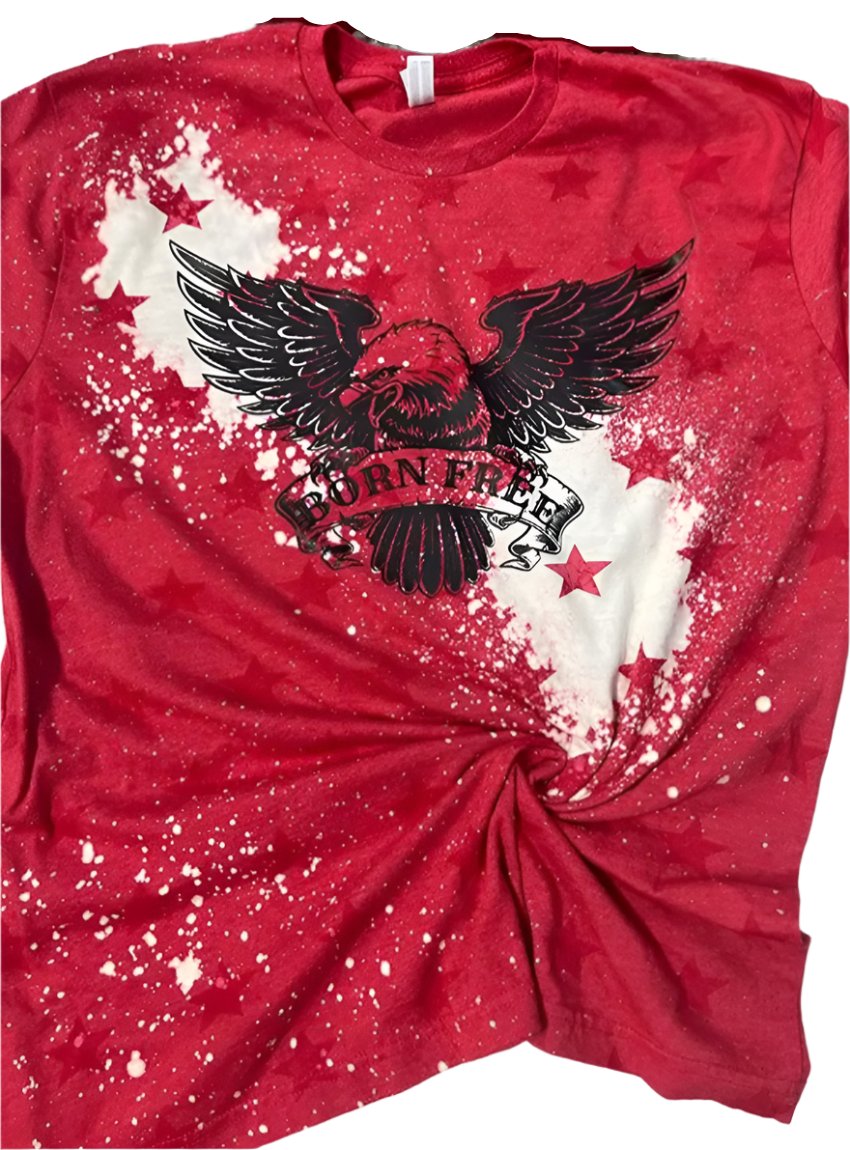 USA pride "Born Free" shirt in red with eagle graphic