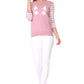 Soft cotton pink sweater with kitty face and fun striped sleeves.
