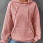 cozy pink waffle knit hoodie with kangaroo pocket
