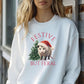 White "Festive but Feral" opossum sweatshirt, ideal for a unique holiday look.
