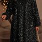 Plus-size black sequin dress styled for a party-ready look
