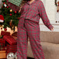 Cozy plus-size pajama set with a classic red plaid pattern, front view.
