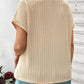 Plus Size Lace Crochet Patched Cable Textured Cuffed Top - Whimsical Clothing