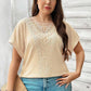 Plus Size Lace Crochet Patched Cable Textured Cuffed Top - Whimsical Clothing