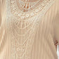 Plus Size Lace Crochet Patched Cable Textured Cuffed Top - Whimsical Clothing