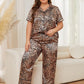 Plus Size Leopard Sleeve Top & Pants Lounge Set - Whimsical Appalachian Boutique