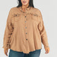 Breathable cotton-viscose blend oversized shirt for plus-size women.
