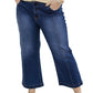 Plus size seamed wide leg high waist jeans
