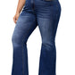 Casual plus size flare jeans with stitched details and retro style.
