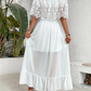 Ruffle Hem Lace Off Shoulder Whimsical White Dress - Appalachian Boutique