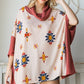 Aztec Print Cowl Neck Oversized Poncho