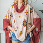 Aztec Print Cowl Neck Oversized Poncho