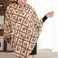 Geometric Patterned Faux Fur Poncho