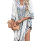 Fringe Half Sleeve Hooded Poncho