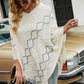 Pearl Trim V-Neck Fringe Hem Poncho