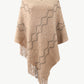 Pearl Trim V-Neck Fringe Hem Poncho