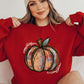 Red pumpkin graphic sweatshirt perfect for fall
