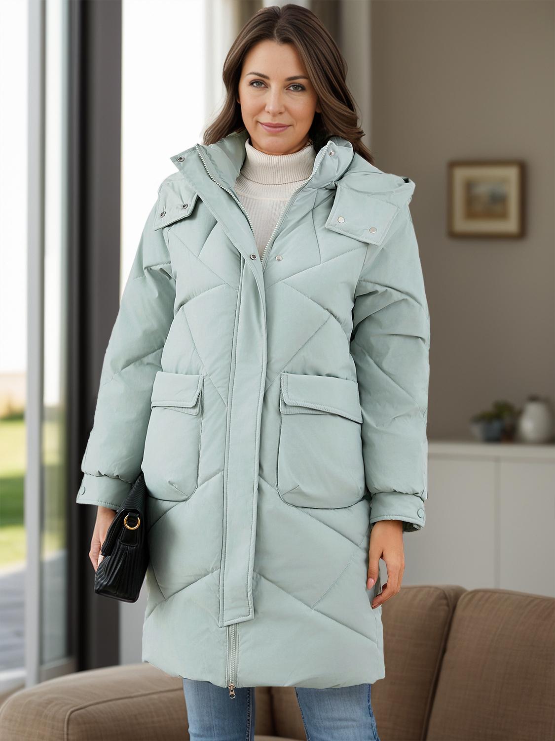 Padded long coat with hood 2025