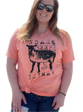 Coral graphic t-shirt with "Black Sheep of the Family" message and distressed lettering