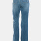 Raw hem detail on trendy tummy control jeans.
