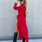 Long Sleeve Button-Up Belted Shirt Dress