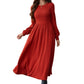 front view of red maxi dress in basic style
