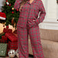 Women's plus-size loungewear set in festive red plaid design.
