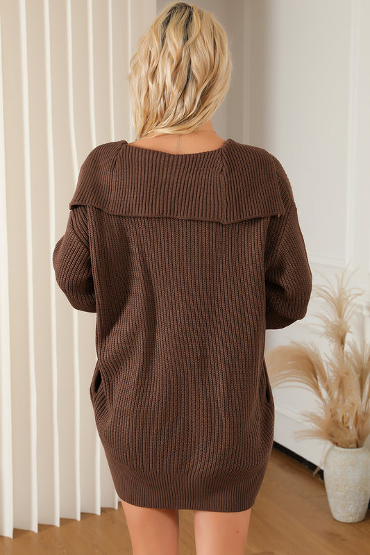 Relaxed fit brown chunky cardigan perfect for layering in cool weather
