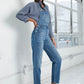 Women’s mom-fit denim overalls with classic 5-pocket design.
