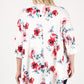 Ivory open-front floral cardigan with relaxed fit and short sleeves