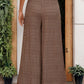 Casual wide-leg pants in brown with smocked waistband
