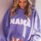 Casual lavender graphic sweatshirt with "MAMA" print for moms