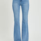 RISEN High Rise Bootcut Jeans with trendy light wash denim.