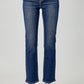 RISEN High Waist Straight Jeans in a dark denim wash, front view.