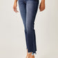 RISEN Jeans | Dark Wash Frayed Hem Cropped Straight Leg