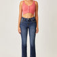 RISEN Jeans | Dark Wash Frayed Hem Cropped Straight Leg