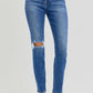 RISEN Jeans | Distressed High Rise Ankle Length Skinny Leg